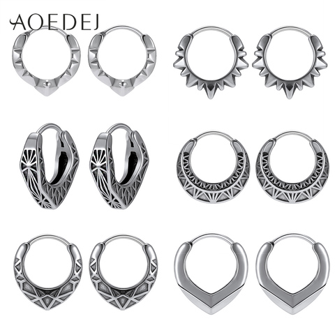 AOEDEJ 316L Stainless Steel Hoop Earrings Punk Rock Circle Earrings for Men Ear Rounds Male Gothic Jewelry Gifts for Boys ► Photo 1/6