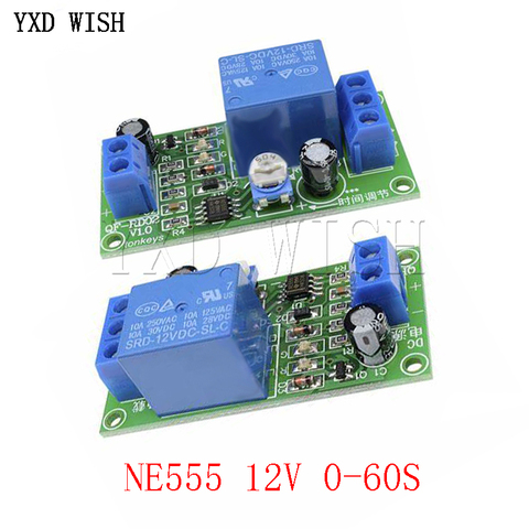 NE555 Timer Switch Adjustabled Moule Time delay relay Module DC 12 V Conduction Trigger Timing Delay Relays Off 1~60S NE555 12V ► Photo 1/3