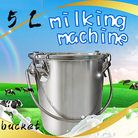 1 pcs Milk Bucket Thicken 304 Stainless Steel 5L milker Parts Storage milk Container ► Photo 1/6