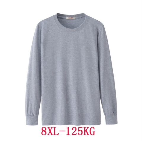 Men's Shirt Long Sleeve Winter Fall Large Size Large Size 5XL 6XL Casual T-Shirt Cotton 7XL 8XL Home T-Shirt Green Blue Black ► Photo 1/6