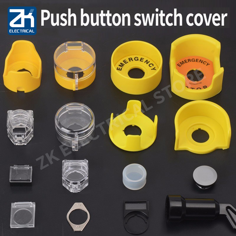 Plastic Emergency PushButton Switch Black Clear Protector Safety Cover 22mm Hole
