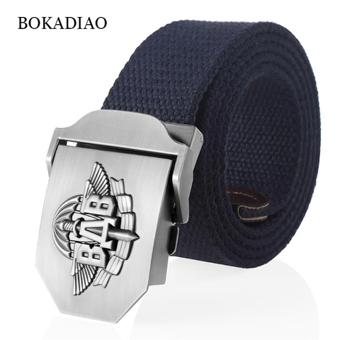 BOKADIAO Men&Women Canvas belt 3D Russian Airborne troops VDV metal buckle jeans belt Army tactical belts for men Military strap ► Photo 1/6