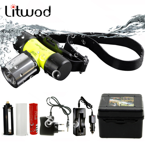 Z40D6800 Diving headlamp Headlight underwater 50M Waterpoof XM-L T6 head lamp 4000 Lumen Head Flashlight for Swimming ► Photo 1/6