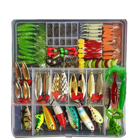 Full Kit Fishing Lures Set Mixed Hard Plastic Wobblers Metal Jig Spoons Soft Lure Silicone Bait Fishing Tackle Accessories Pesca ► Photo 1/6