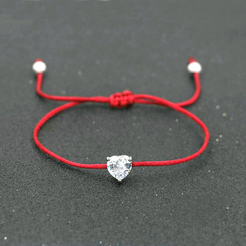 Lucky Silver Color Crystal Zircon Balls Women Red Thread Rope String Bracelets For Couples Lovers Semi-precious stones Bijoux ► Photo 1/6