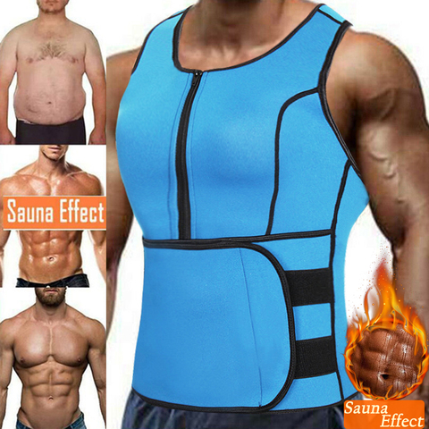 Neoprene Sauna Workout Suit Men Waist Trainer Corset Slimming Vest Zipper Body Shaper with Adjustable Tank Top Faja Shapewear ► Photo 1/6