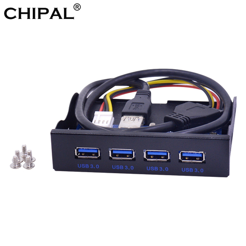 CHIPAL 19+1 20Pin 4 Port USB 3.0 Front Panel Combo Bracket USB3.0 Hub Adapter for PC Desktop 3.5