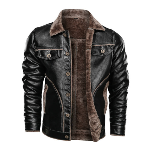 2022 New Russian Winter Leather Jacket Men Top Quality Faux Fur Warm Leather Jackets Male Coats Jaqueta De Couro Masculina 8XL ► Photo 1/5