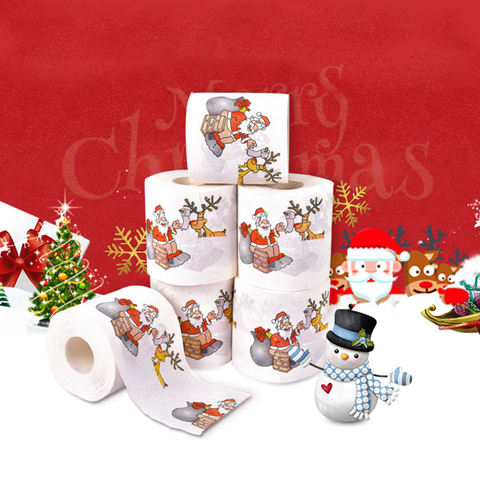 Christmas pattern color toilet paper Santa Christmas tree printed tissue Home Christmas Gifts Navidad 2022 Happy New Year 2022 ► Photo 1/6