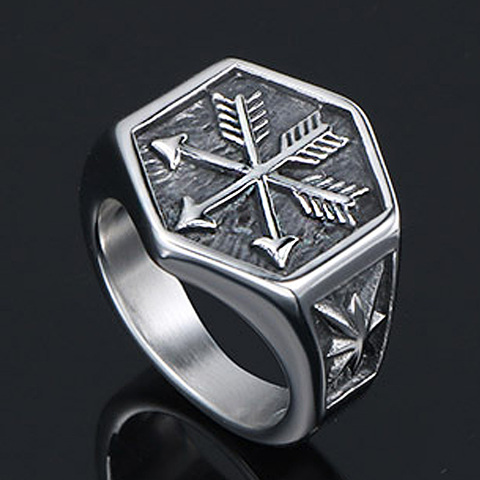 Vintage Viking Arrow Ring for Men 316L Stainless Steel Signet Ring Cool Male Punk Biker Ring Best Gift for Him ► Photo 1/6