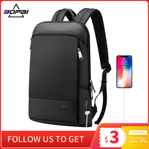 BOPAI Super Slim Laptop Backpack USB Charging Port Men Anti Theft Back Pack Waterproof College Backpacking Updated Version ► Photo 1/6