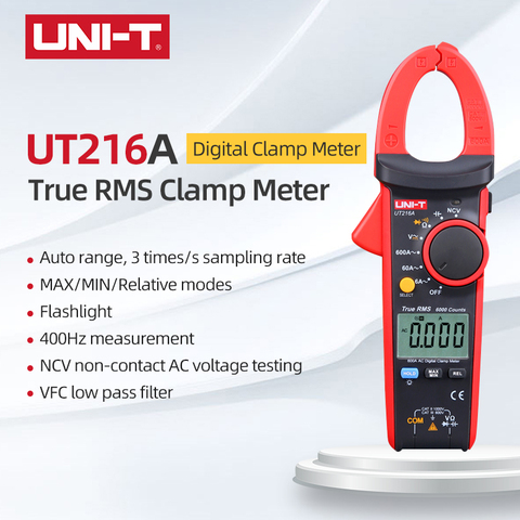 UNI-T UT216 Series True RMS Digital Clamp Meter UT216A UT216B UT216C UT216D 600A MAX/MIN/Relative Modes NCV Flashlight  VFC ► Photo 1/6