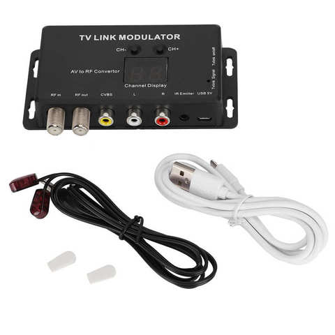 TM70 UHF TV LINK Modulator AV to RF Converter IR Extender with 21 Channel Display PAL/NTSC optional High Quality Plastic Black ► Photo 1/6