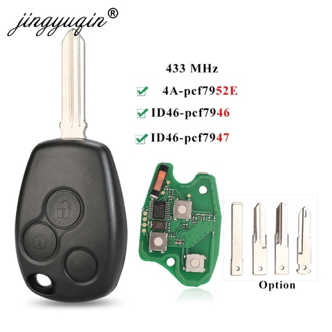 jingyuqin Remote Car Key PCF7946 7947 7952E Chip 434MHz For Renault Trafic Vivaro Primastar Movano Dacia 3BT Replace Control Fob ► Photo 1/6