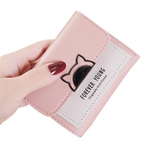 Fashion PU Leather Women Zipper Coin Purses Cute Cat Ear Design Clutch Wallet Female Money Credit Card Holder ► Photo 1/1