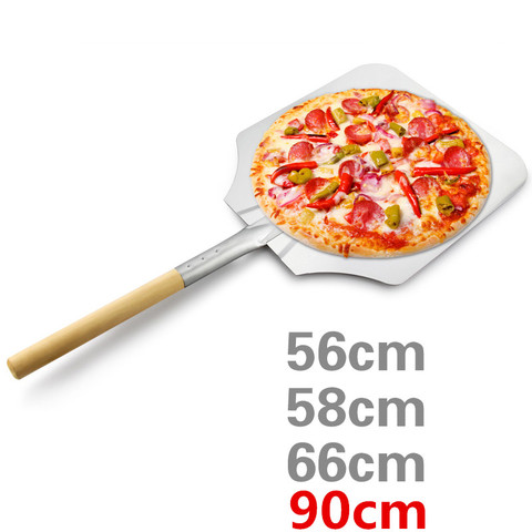 56 58 66 cm Aluminum Pizza Shovel with Wooden Handle Pala Cake Baking Tools Accessory Pizza Knife Cheese Cutter Peels Shovel ► Photo 1/6