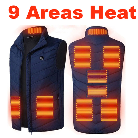 Usb Heated Vest 2/4/8/9 Places Heating Jacket Men/Women Outdoor Clothes Winter Fishing Hunting Heating Waistcoat Jacket Veste ► Photo 1/6