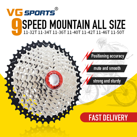 VG Sports Bicycle Cassette Freewheel MTB 9 Speed 32T 36T 40T 42T 46T Sprocket 9S Velocidade Mountain Bike Part Red Black Gold ► Photo 1/6