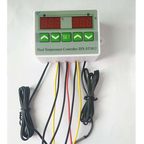 Digital LED Dual Thermometer Temperature Controller AC 220V 12V 24V Thermostat Incubator Control Microcomputer Dual Probe ► Photo 1/6