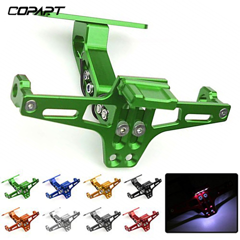 For Kawasaki Z750 Z800 Z900 Z1000 NINJA400 Motorcycle Universal Adjustable Rear Tail Tidy License Plate Holder Bracket LED Light ► Photo 1/6