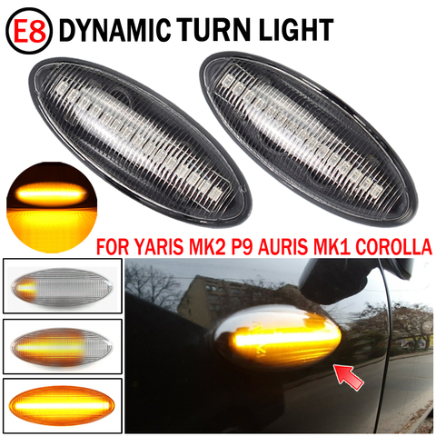 2pcs Dynamic LED Side Marker Lights Flowing Turn Signal Light Blinker For Toyota Yaris COROLLA Auris Mk1 E15 RAV4 Mk3 ► Photo 1/6