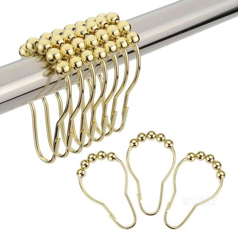 1 Set of 12pcs Shower Curtain Hooks Rings Gold Rust-Resistant Shower Curtain Light bulb shape Rings Hooks &s ► Photo 1/6