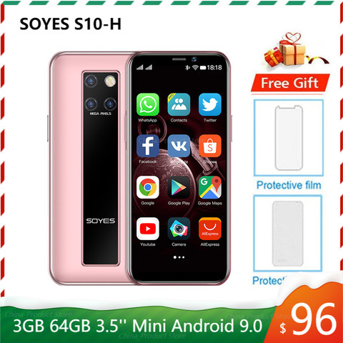 SOYES S10-H Mini Mobile Phone 4G LTE 3G RAM 64G ROM MTK6379 3.5'' Smartphone Android 9.0 Beauty 3 Rear Camera Telefone Celulares ► Photo 1/6