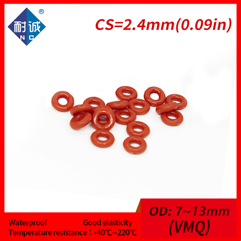 5PCS/lot Silicone rubber oring VMQ CS 2.4mm OD7/8/9/10/11/12/13mm Gasket Silicone O-ring waterproof Silica gel ► Photo 1/6