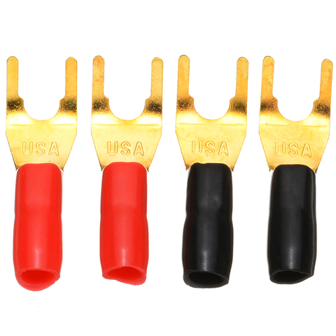 4pcs/lot Gold Plated Y Spade Fork Banana Plug Set Solderless Speaker Cable Wire Connector Banana Plugs Adapter Audio Terminals ► Photo 1/6