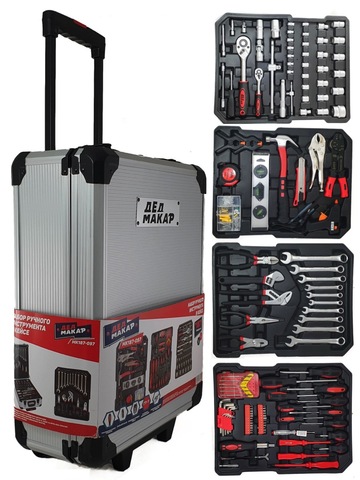 Hand Tool Sets Ded Makar МК187-097 set of tools in a case 187 items instruments tools suitcase ► Photo 1/6