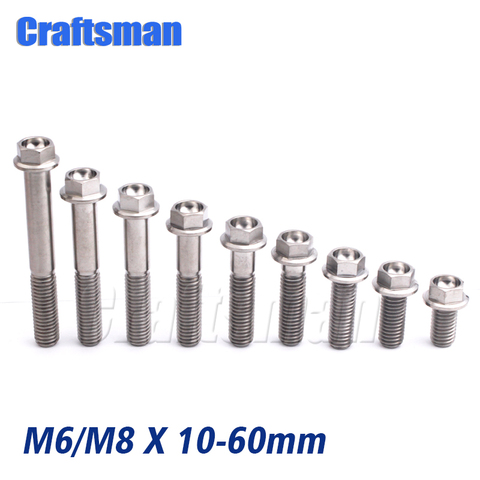 Craftsman M6X10 15 20 25 30 35 40 45 50 60mm & M8X15 20 25 30 35 40 45 50 55 60mm Titanium Ti Flange Hex Head Bolt 1Pcs Screw ► Photo 1/4