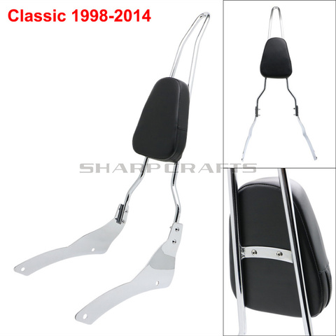 Motorcycle Chrome Rear Passenger Backrest Sissy Bar Pad For Yamaha Dragstar DS 400 650 V-star XVS400 XVS650 Classic 1998-2014 ► Photo 1/6