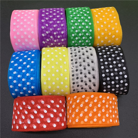 5Yards 25mm Organza Ribbon Printing Dots Ribbon For Bow Hair Wedding Christmas Decoration Lace Crafts DIY Gift Package ► Photo 1/6