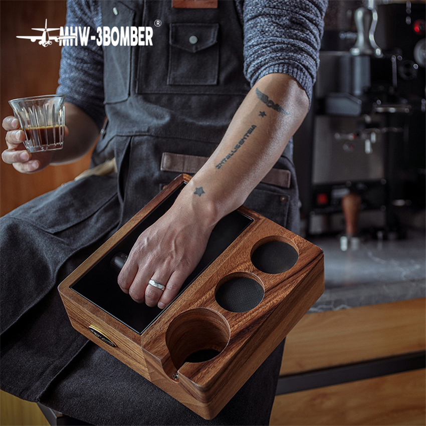 Walnut Wood Coffee Filter Tamper Holder Espresso Tamper Mat Stand Coffee Maker