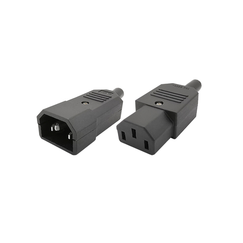 Black IEC 320 C14 Male Plug to C13 Female Jack Socket Power Connector Adapter 3 pin AC 250V 10A Nylon Insulation Connector ► Photo 1/6