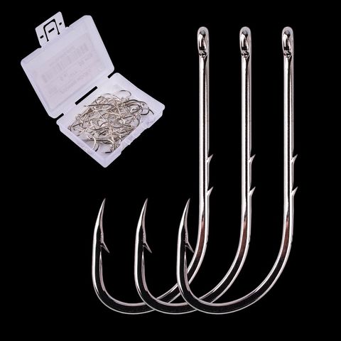 50pcs Barbed Fishing Hooks Sea Worm Carp Single Circle Hook Set Fly Fishing Accessories Tackle Carbon Steel Fishhook ► Photo 1/6