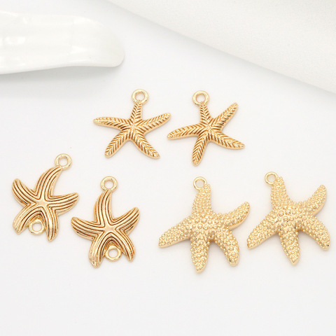 4PCS 20x25MM 28x28MM 24K Gold Color Plated Brass Starfish Charms Pendants High Quality Diy Jewelry Accessories ► Photo 1/5