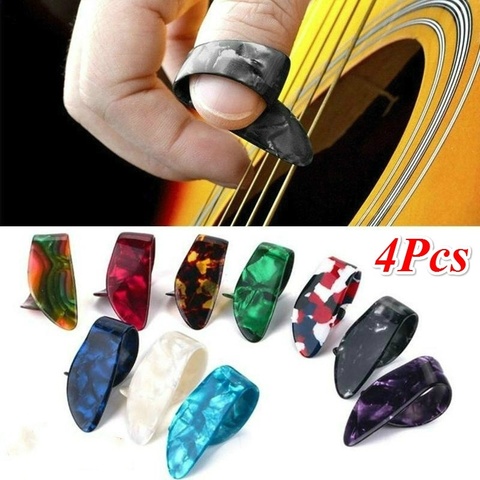 4Pcs/Set Guitar Part Finger Picks Guitar Picks Pickup Guitar Bass Fingerstyle Thumb Plectrums Picks Plectrum ► Photo 1/6
