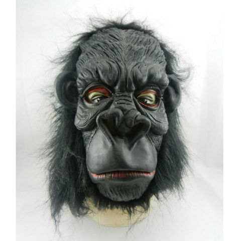 1Pc Adult funny Black Gorilla Mask Gloves Orangutan Head Masks Full Head Fur Mane Latex Creepy Animal Mask ► Photo 1/6