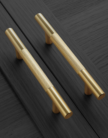 Brass Textured Cabinet Handles Gold Wardrobe Handle Drawer Knobs American Knurled Furniture Hardware ► Photo 1/4