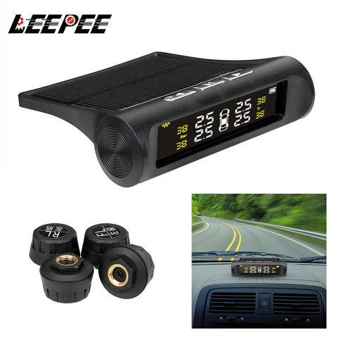 Car TPMS Tyre Pressure Monitoring System Solar Power Digital LCD Display Auto Security Alarm Systems Pressure External Sensor ► Photo 1/6