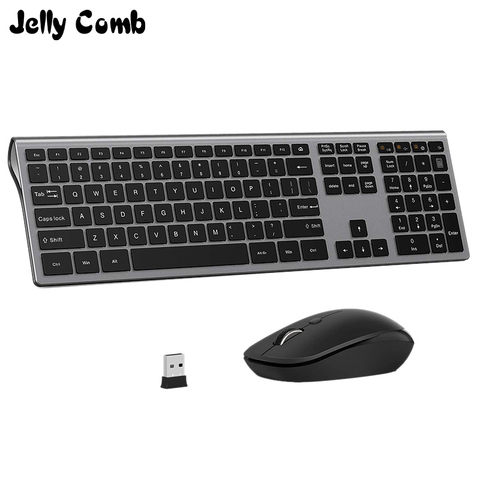 Jelly comb 2.4G Wireless Keyboard Mouse Set for Laptop Desktop Notebook 109keys Full Size Keyboard and mouse comb for Windows ► Photo 1/6
