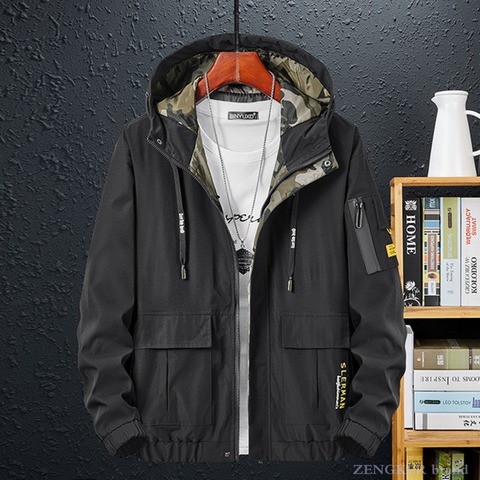 Jacket men 145kg kg spring and autumn clothes jacket tide fat man hooded plus fertilizer increase new sports casual jacket 9xl ► Photo 1/6