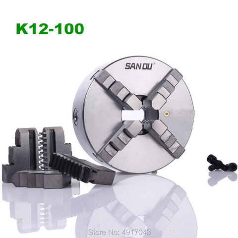 4 Jaw K12-100 Lathe Chuck 4'' Self Centering Hardened Steel Reversible Jaw 100mm Lathe Tools for Drilling Milling Machine ► Photo 1/6