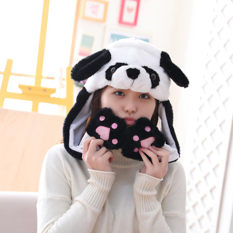 2022 Winter Party Moving Hat Rabbit Ears Plush Panda Cute Airbag Caps Moving Jumping Hats Kids Cartoon Bunny Funny Pinch Cap ► Photo 1/6