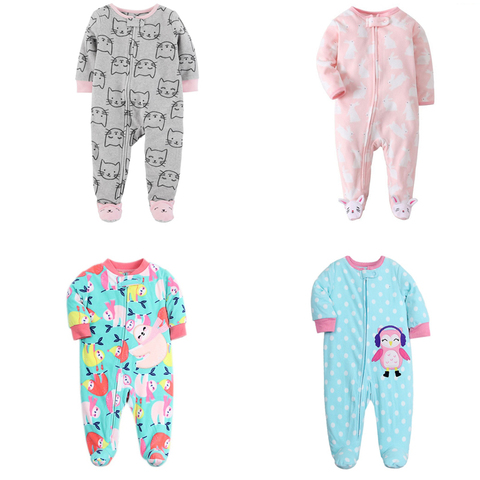 newborn baby boy clothes cartoon unisex Long Sleeve footies new born baby girl fleece One-Piece Jumpsuit winter sleepsuit zipper ► Photo 1/6