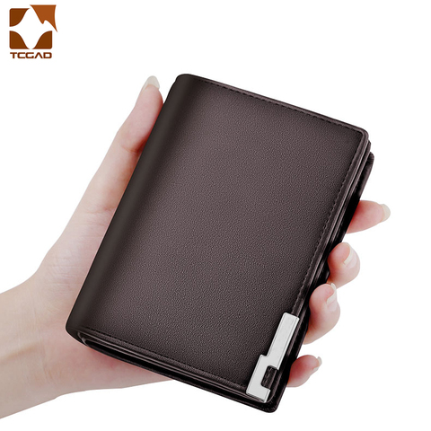 men wallets mini slim wallet male partmon Casual leather PU portfel purse  Metal edge portafoglio uomo thin small men's wallet ► Photo 1/6