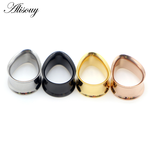 Alisouy 2pcs ear expansion Gauges 8-30mm Water drop Stainless Steel Ear Plug Tunnels Ear Expander Plug Tunnel Body Jewelry ► Photo 1/6