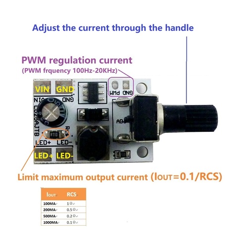 DC 6-24V 20W Adjustable Brightness LED Driver PWM Controller DC-DC Step-down Constant Current Converter ► Photo 1/6