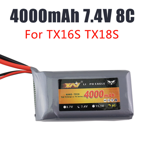 4000mAh 2S 7.4V 8C Lipo Battery TX16S TX18S TRemote Control Transmitter JST-XH and XT30 Plug Large Endurance ► Photo 1/5